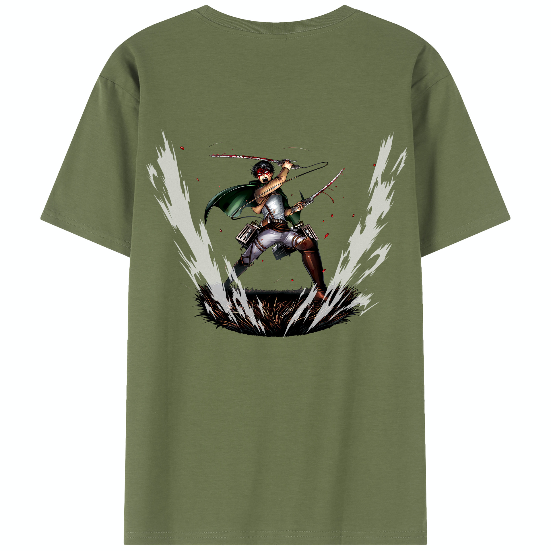 （画像用） 進撃の巨人 リヴァイ·アッカーマン Attack on Titan Levi Ackerman 綿100％半袖Tシャツ（背面プリント）